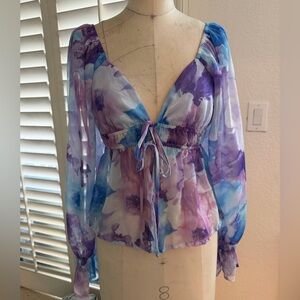 Floral Sheer Long Sleeve Top